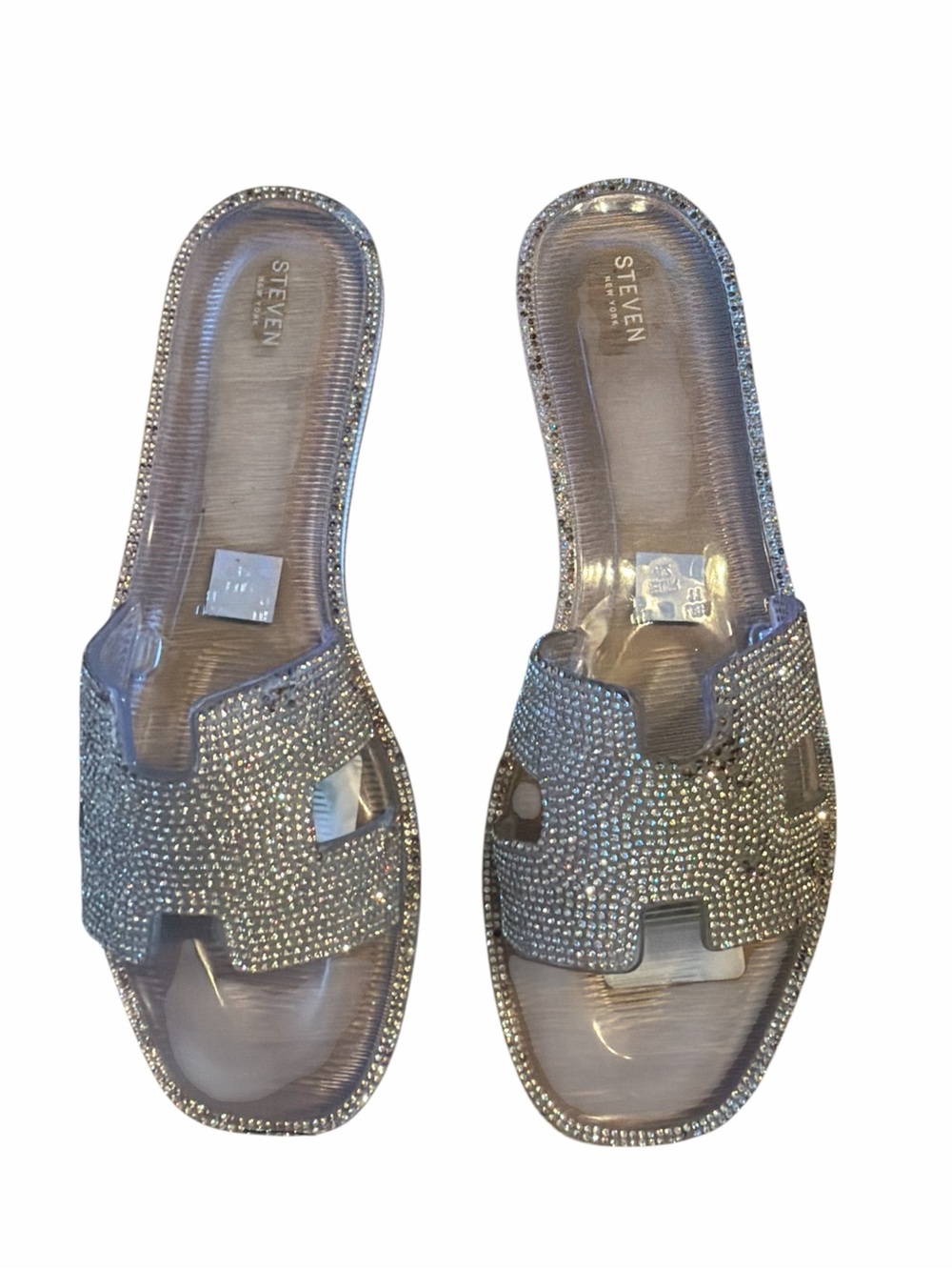 Steve Madden Silver Crystal Slide Sandals